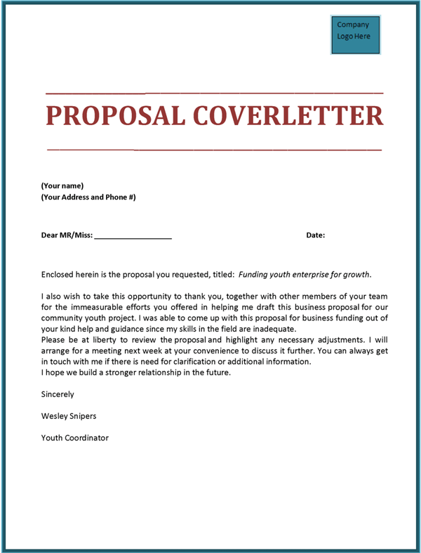 Proposal Cover Letter